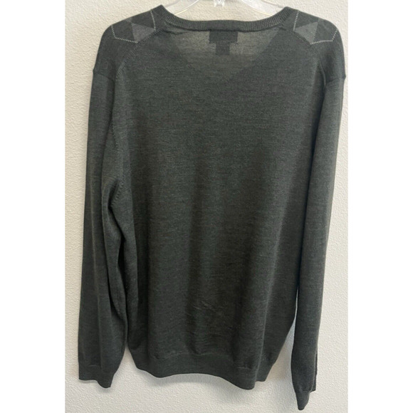Brooks Brothers Sweater Men's Size L 100% Merino Wool Olive Green Argyle V-Neck - Picture 6 of 10